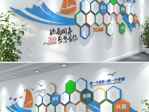 揚帆起航 創意藍色帆船主題企業文化墻，打造活力員工風采展示空間
